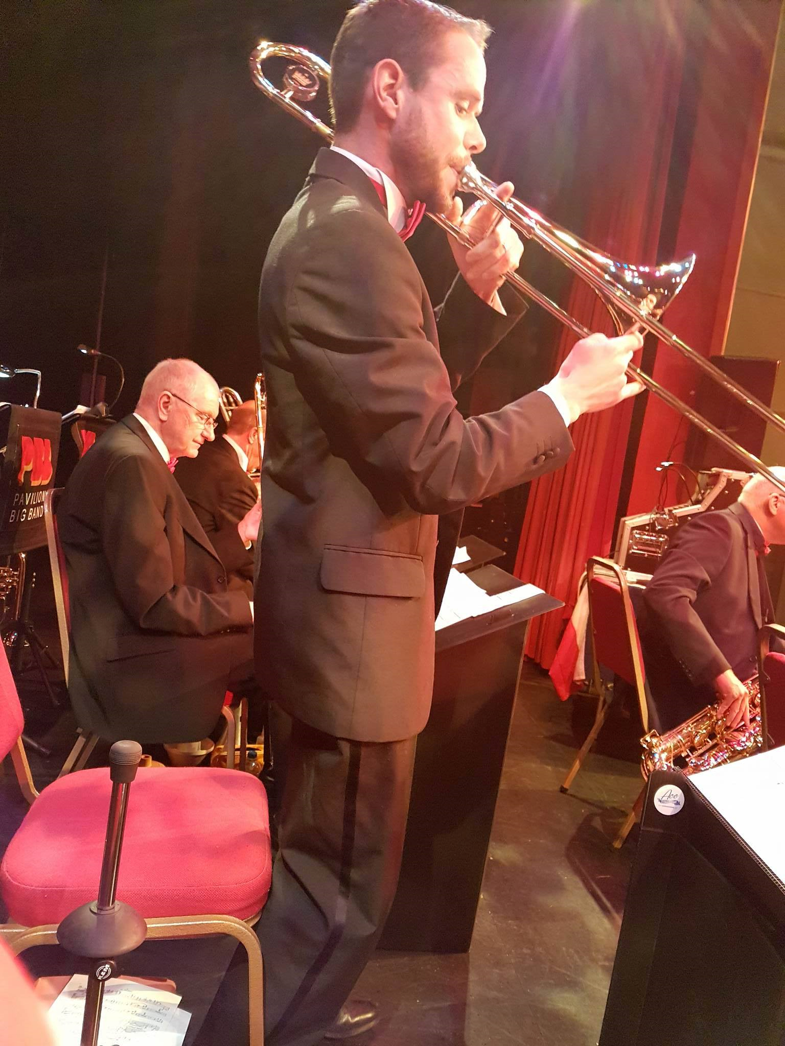 1st Trombone, Craig, playing at Dereham in 2017